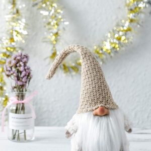 Funoasis Holiday Gnome Handmade Swedish Tomte, Christmas Elf Decoration Ornaments Thanks Giving Day Gifts Swedish Gnomes tomte 16 Inches (Khaki)