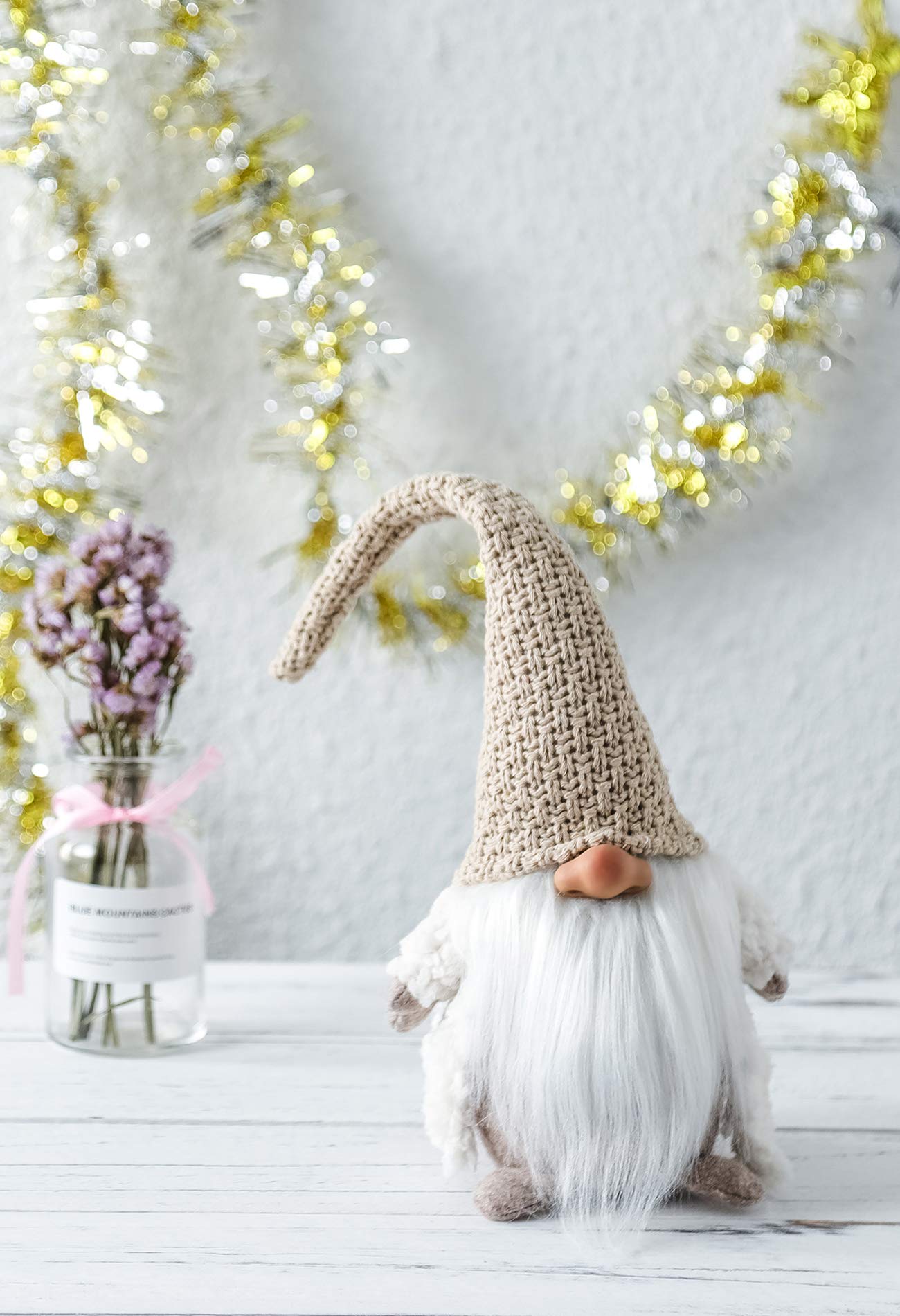 Funoasis Holiday Gnome Handmade Swedish Tomte, Christmas Elf Decoration Ornaments Thanks Giving Day Gifts Swedish Gnomes tomte 16 Inches (Khaki)