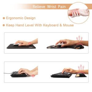 iCasso Ergonomic Mouse Pad with Wrist Rest, Keyboard Wrist Rest Mouse Wrist Rest, Made of Memory Foam, Easy Typing and Relieve Wrist Pain, Perfect for Computer Keyboard Office (A-Honeycomb)