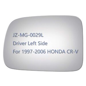 jzsuper side mirror glass fit for 1997-2006 honda cr-v, driver left side view lh replacement rearview flat glass, non heated including adhesive
