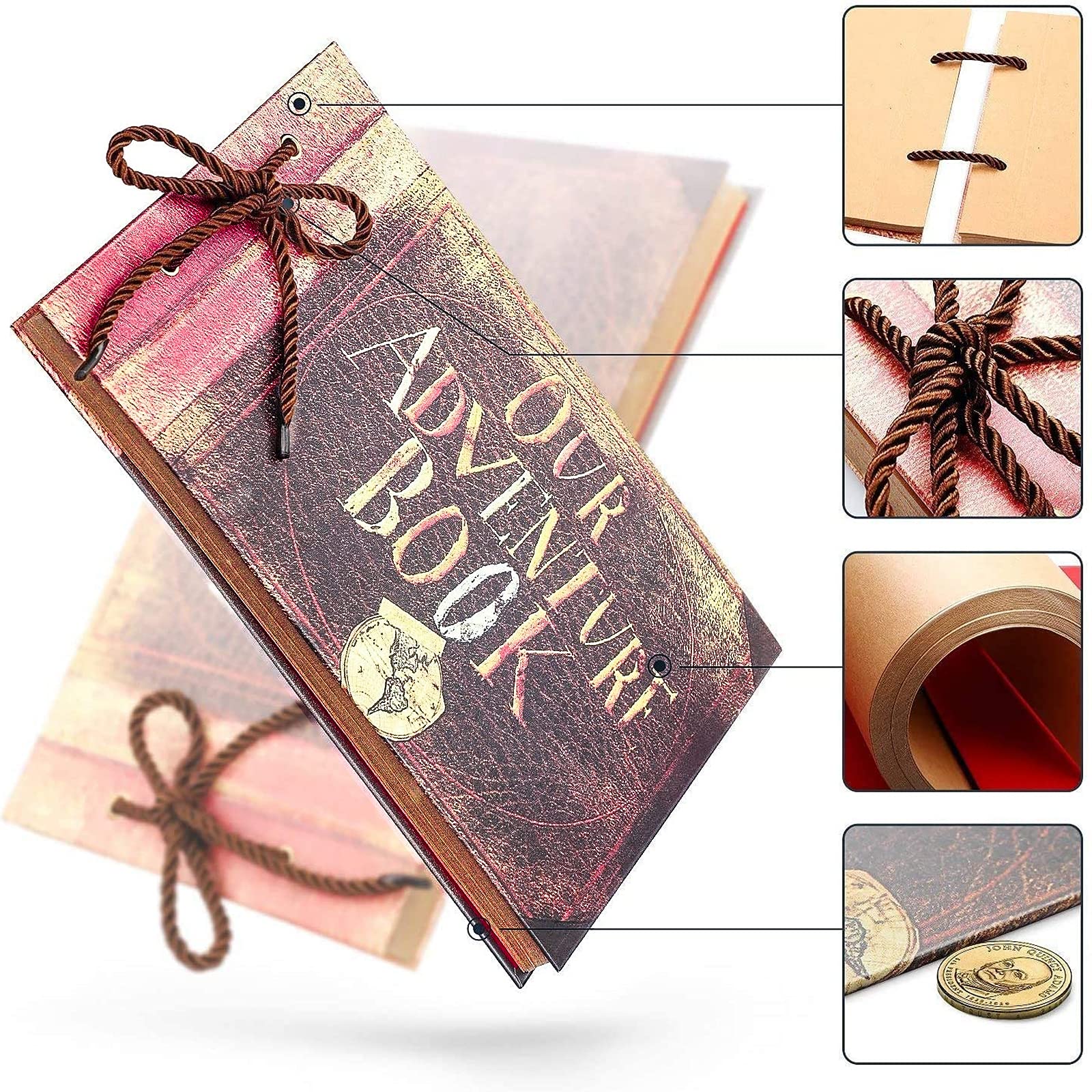 Vienrose Our Adventure Book Up Scrapbook Photo Album DIY Memory Scrap Book Hard Cover with Luxury Kit for Men Boyfriend