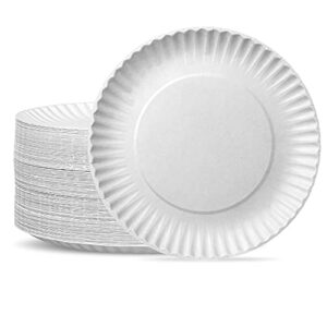 comfy package [9 inch - 200 count disposable uncoated paper plates - white