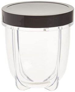 magic bullet 12 oz short cup with resealable lid, 1 count (pack of 1), clear/black