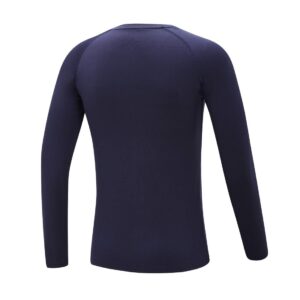 DEVOROPA Youth Boys Compression Thermal Shirt Long Sleeve Fleece Baselayer Soccer Baseball Undershirt Navy M