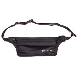 aquaquest aquaroo money belt - the original 100% waterproof waist pack travel pouch, since 1994 - comfortable, adjustable, lightweight - black