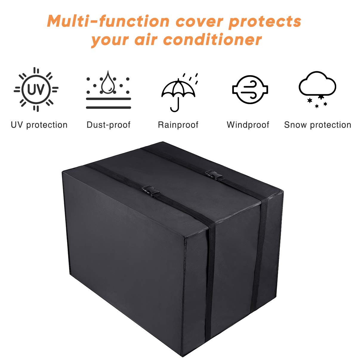 Window Air Conditioner Cover Outdoor, Luxiv Outside Window AC Unit Cover Black Dust-proof Waterproof AC Cover Outdoor Window AC Protection Cover (21Wx16Dx15H)