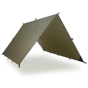 aquaquest guide camping tarp - ultralight tent cover or rain fly - waterproof camping gear must haves for hiking, hammock, bivy & survival, 10 x 10 ft, olive drab