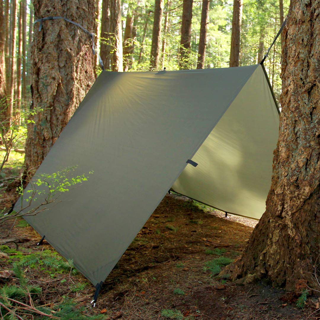 AquaQuest Guide Camping Tarp - Ultralight Tent Cover or Rain Fly - Waterproof Camping Gear Must Haves for Hiking, Hammock, Bivy & Survival, 10 x 10 ft, Olive Drab