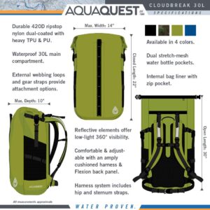 AquaQuest Cloudbreak Waterproof Bag - Large 30L Day Pack - for Commuting to Work, College, Protect your Laptop - Blue