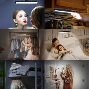 Wall Reading Light Stick on Bunk Bed Lamp Dimmable Touch Lights Magnetic Mounted Under Cabinet Lighting Rechargeable Battery Operated Wireless LED Closet Kitchen Portable Bar for Vanity Makeup Mirror