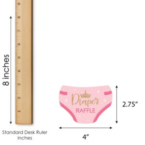 Big Dot of Happiness Little Princess Crown - Diaper Shaped Raffle Ticket Inserts - Pink and Gold Princess Baby Shower Activities - Diaper Raffle Game - Set of 24