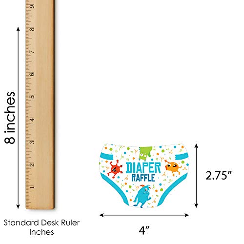 Big Dot of Happiness Monster Bash - Diaper Shaped Raffle Ticket Inserts - Little Monster Baby Shower Activities - Diaper Raffle Game - Set of 24