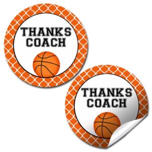 basketball team coach appreciation thank you sticker labels, 40 2" party circle stickers by amandacreation, great for envelope seals & gift bags
