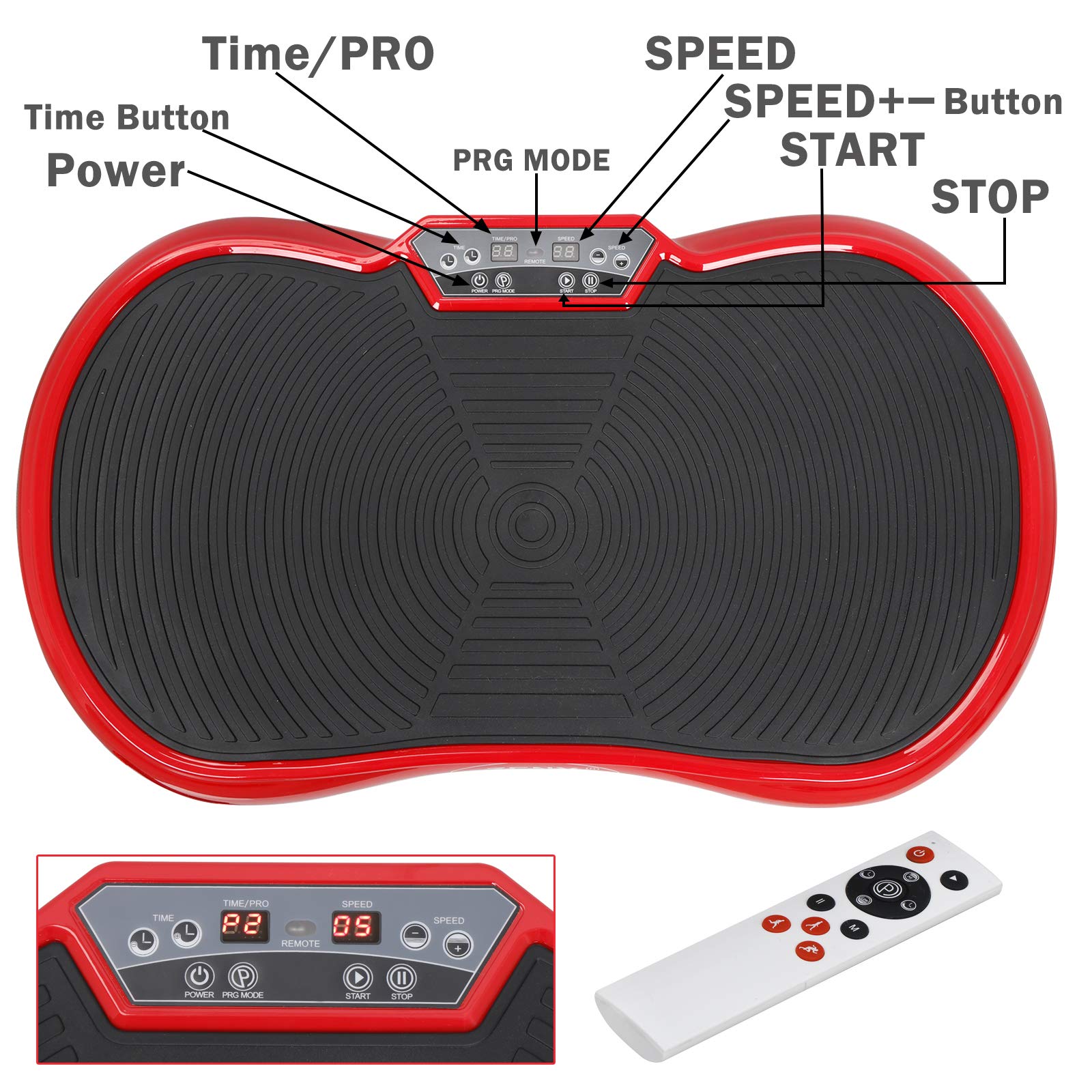 Saturnpower Full Body Vibration Platform Massage Machine Fitness Shaking Machine Workout Whole Body Trainer Vibration Weight Loss Equipment Vibration Fat Reducer with Bluetooth Connection (red)