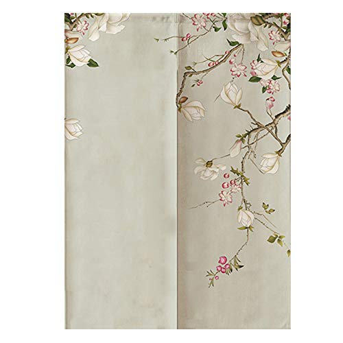 MYRU Flowers Pattern Japanese Noren Tapestry Bedroom Divider Door Curtain (Magnolia,33 by 59 Inch)