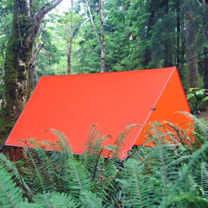 AquaQuest Survivor High Visibility Tarp - Portable Safety Shelter or Emergency Rain Fly - Disaster Preparedness Must Haves for Hiking, Backpacking & Expedition, 10 x 10 ft