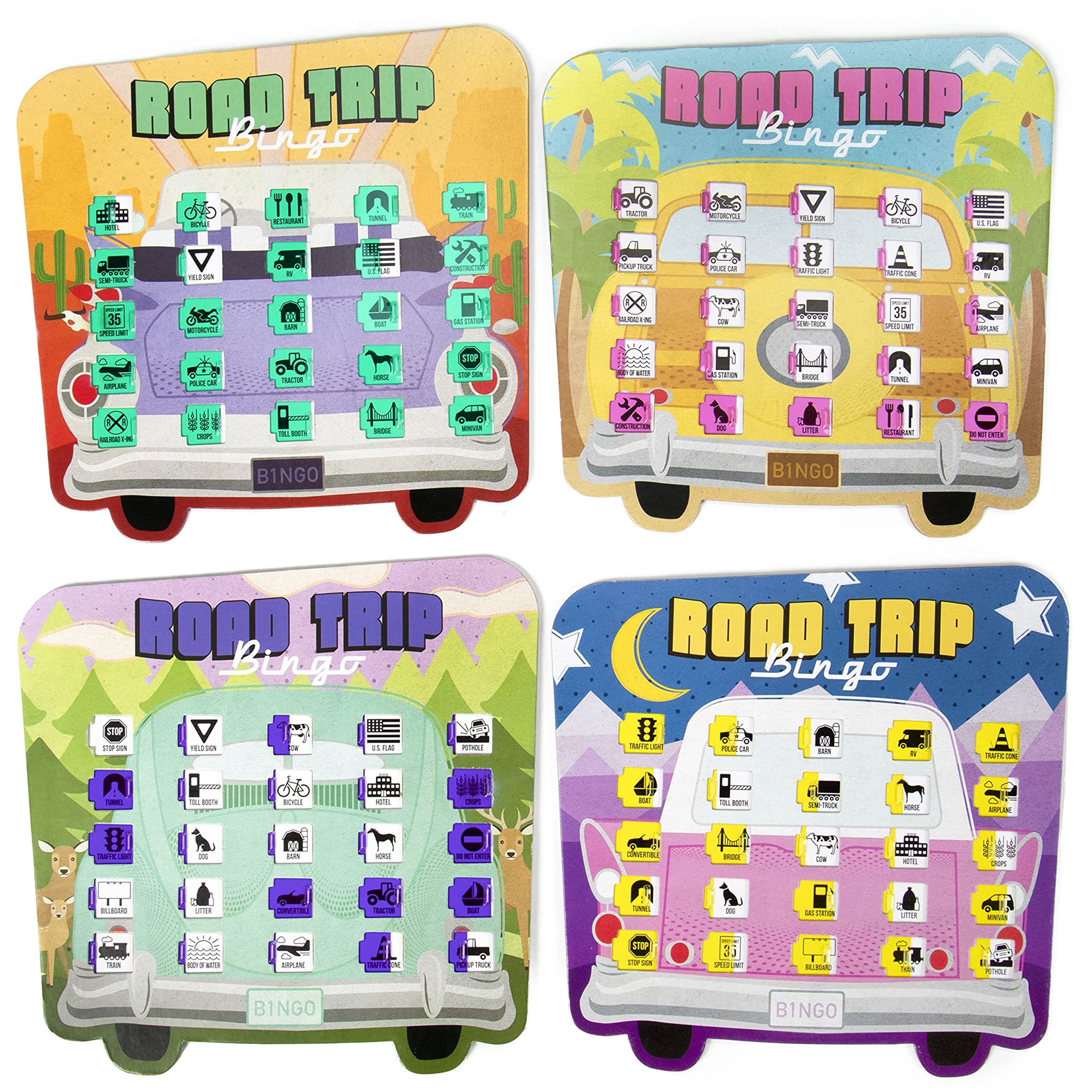 Imagination Generation Road Trip Bingo - Road Trip Travelling Bingo Game for Families on Road Trips and Vacations - 4 Compact Bingo Boards for Easy Travel