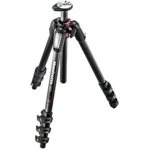 manfrotto mt055cxpro4 055 carbon fiber 4-section tripod with horizontal column (black) bundled with zaykir tripod strap non-slip with two quick-release loops (black)