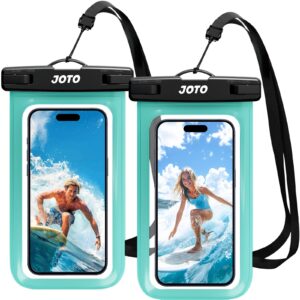 joto ipx8 waterproof phone pouch case, underwater dry bag for phone protector for iphone 15 14 13 12 11 pro max, galaxy s24 s23 s22 ultra pixel to 7" cruise vacation essential -2 pack, green