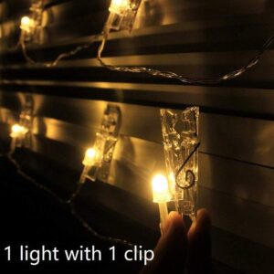 Dopheuor Photo Clip String Lights LED Battery Operated Starry Fairy Copper String Lights with Clips Warm White for Pictures Bedroom Wall Patio Halloween Thanksgiving Christmas Party Wedding Décor