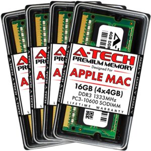 a-tech 16gb (4x4gb) ram for apple imac (mid 2010, mid 2011, late 2011) | ddr3 1333mhz pc3-10600 204-pin sodimm memory upgrade kit