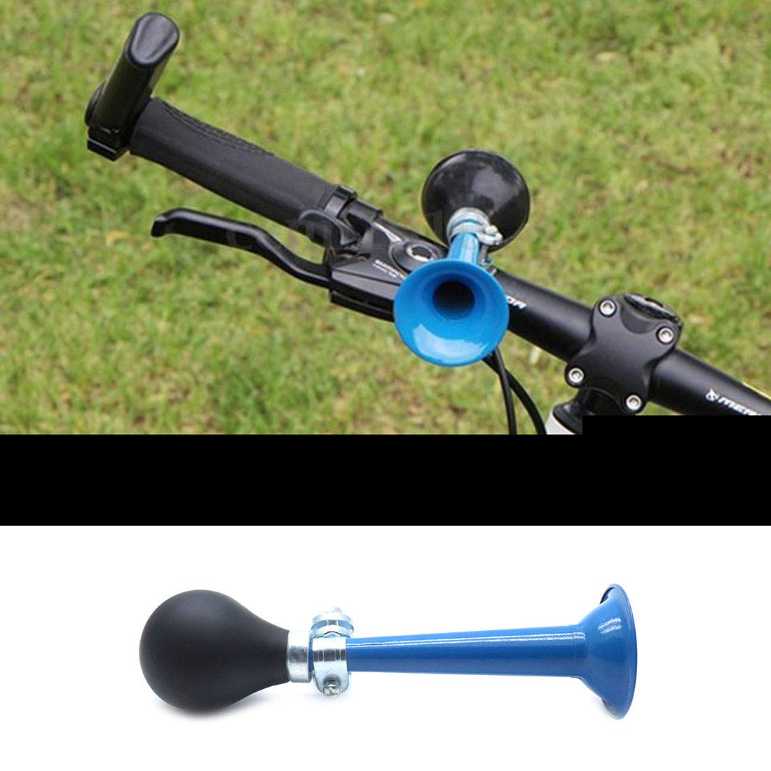 AUTUT Bike Metal Air Horn, Bugle Horn Retro Clown Horn with Squeeze Bulb for Bicycle Golf Cart, Blue