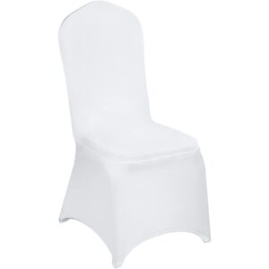 vevor 150 pcs white chair covers polyester spandex chair cover stretch slipcovers for wedding party dining banquet flat-front chair cover