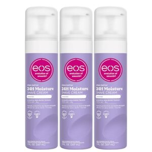 eos shea better shaving cream- lavender, women's shave cream, skin care, doubles as an in-shower lotion, 24-hour hydration, 7 fl oz, 3-pack