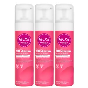 eos shea better shaving cream for women- pomegranate raspberry, 24-hour hydration, skin care & lotion with shea butter, 7 fl oz, 3-pack