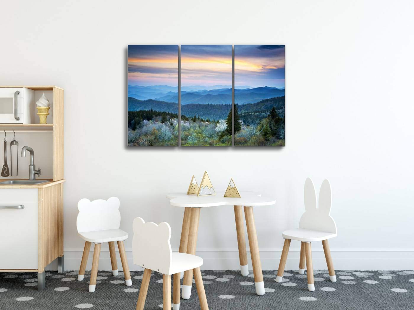 YKing1 Scenic Blue Ridge Parkway Appalachians Smoky Mountains Spring Landscape Wall Art Painting Pictures Print On Canvas Stretched & Framed Artworks Modern Hanging Posters Home Decor 3PANEL