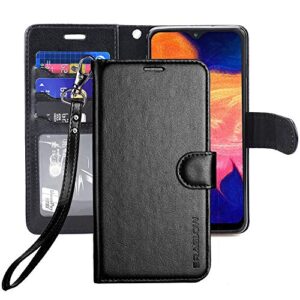 eraglow galaxy a10e case,galaxy a10e wallet case,premium pu leather wallet flip protective phone case cover w/card slots & kickstand for samsung galaxy a10e a10 e 2019(black)