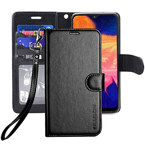 ERAGLOW Galaxy A10E Case,Galaxy A10E Wallet Case,Premium PU Leather Wallet Flip Protective Phone Case Cover w/Card Slots & Kickstand for Samsung Galaxy A10E A10 E 2019(Black)