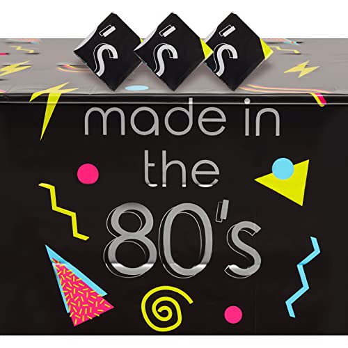 Sparkle and Bash 3 Pack Retro 80s Table Cover, Plastic Tablecloth for 1980s Party Decorations (54 x 108 in)