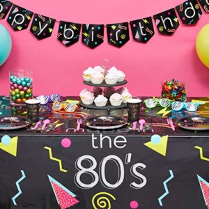 Sparkle and Bash 3 Pack Retro 80s Table Cover, Plastic Tablecloth for 1980s Party Decorations (54 x 108 in)