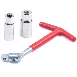 mikkuppa spark plug socket wrench, t-handle universal spark plug wrench 16mm (5/8") & 21mm (13/16") remover installer
