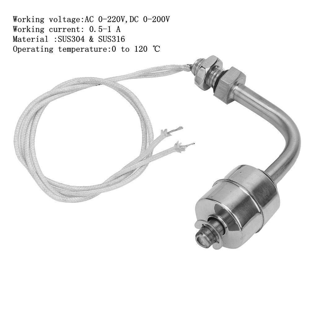 M10 Water Level Sensor, 75mm Stainless Steel Side Mount Horizontal Liquid Float Switch, AC/DC 220V 1A 145 PSI Right Angle Sensor Switch for Water Tower Aquariums Fish Tank Hydroponics Pool