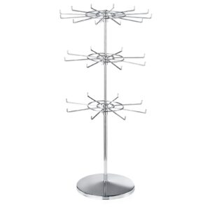 apl display-display stand 3 tier jewelry display holder, metal necklace display stand, adjustable spinning display rack for necklaces, bracelets, earrings, ring