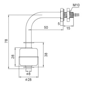 Liquid Level Sensor, Stainless Steel Float Switch Miniature Liquid Water Level Sensor for Pool Can 75mm Work in AC 0-220V, and DC 0-200V