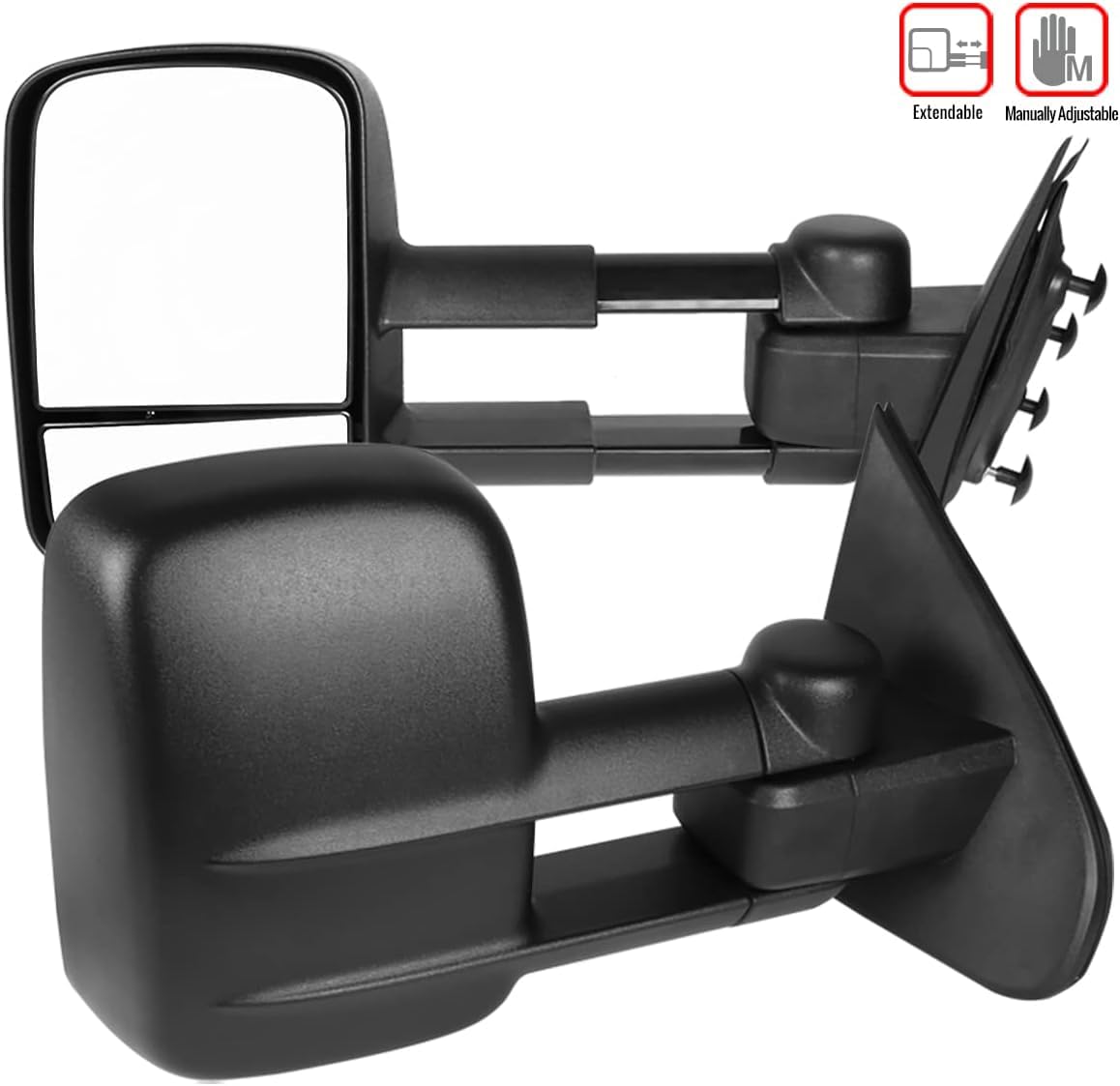 Carpartsinnovate Fit 14-18 Silverado Sierra 1500 2500HD 3500HD Manual Extending Towing Side Mirrors