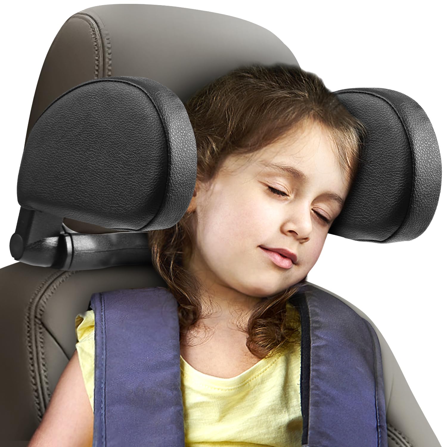 HSWT Car Headrest Pillow, Car Neck Pillow Head Pillow, Car Sleeping Travel Pillow, Car Neck Head Shoulder Sleep Cushion Car Side Pillow for Kids Adults Elders