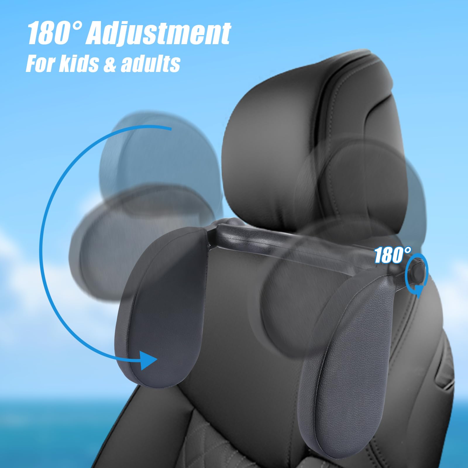 HSWT Car Headrest Pillow, Car Neck Pillow Head Pillow, Car Sleeping Travel Pillow, Car Neck Head Shoulder Sleep Cushion Car Side Pillow for Kids Adults Elders