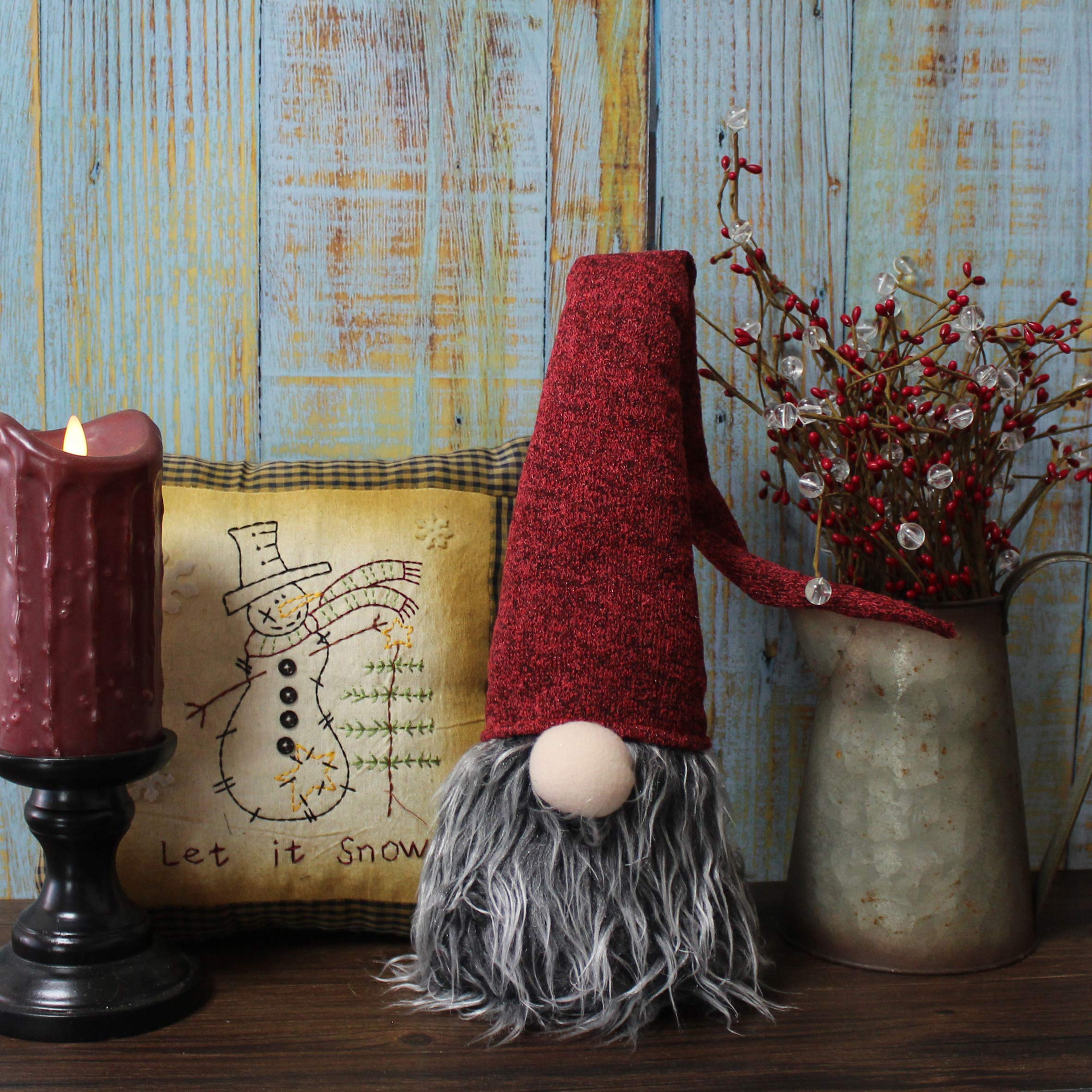 CVHOMEDECO. Handmade Swedish Gnome Plush Figurines Swedish Tomte for Home Décor, Winter Ornaments, Christmas and Holiday Party Decorations, 26 Inches, Red Hat