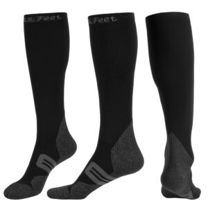 toes&feet men's and women's 3-pack black anti odor quick dry compression(20-30mmhg) socks graduated stocking,xl