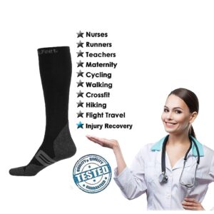 Toes&Feet Men's and Women's 3-Pack Black Anti Odor Quick Dry Compression(20-30mmHg) Socks Graduated Stocking,XL