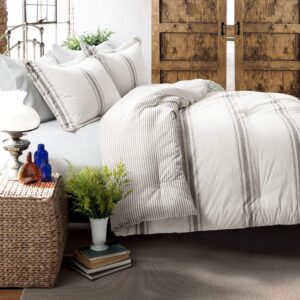 lush decor comforter farmhouse stripe, full/queen, gray