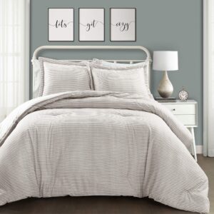 Lush Decor Comforter Farmhouse Stripe, Full/Queen, Gray