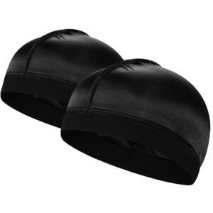 2pcs silky stocking wave cap for men, good compression over durag （regular style）