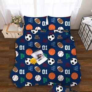 All American Collection Kids Boys Girls Teens Children Soft Comfortable Printed Fitted Flat Bedroom Bed Sheet Set (Twin, Dark Blue Sports)