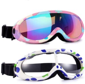 rngeo ski goggles, pack of 2, snowboard goggles for kids, boys & girls, youth, men