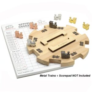 Exqline Wooden Hub for Mexican Train Dominoes with Felted Bottom Mexican Train Centerpiece Made of Superior Pine